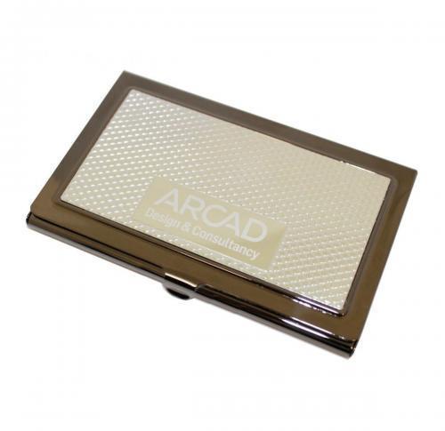 Metal Business Card Holder 2 Tone Mosaic Pattern